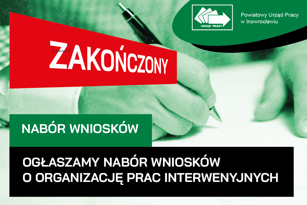 Obrazek. Ogłaszamy nabór wniosków na prace interwencyjne
