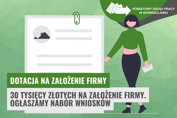 Obrazek. 30 tysięcy złotych na założenie firmy. Ogłaszamy nabór wniosków